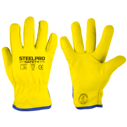 Guante cuero puño corto amarillo