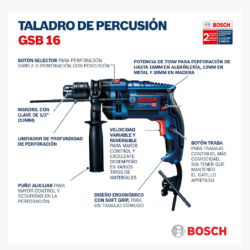 Taladro Percutor GSB 16 RE 750W Bosch
